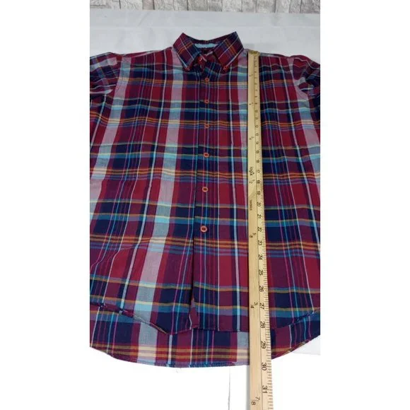 Vintage Levi's Colorgraphs Shirt Men's Medium Red Plaid LS Button Up Collared - Picture 5 of 8